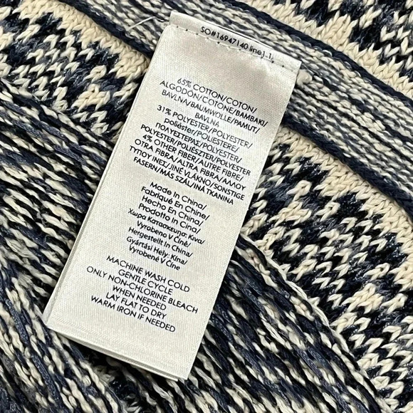 Chaps Southwestern Striped Open Front Boho Blue Poncho Cardigan Women’s size XL - Picture 7 of 10